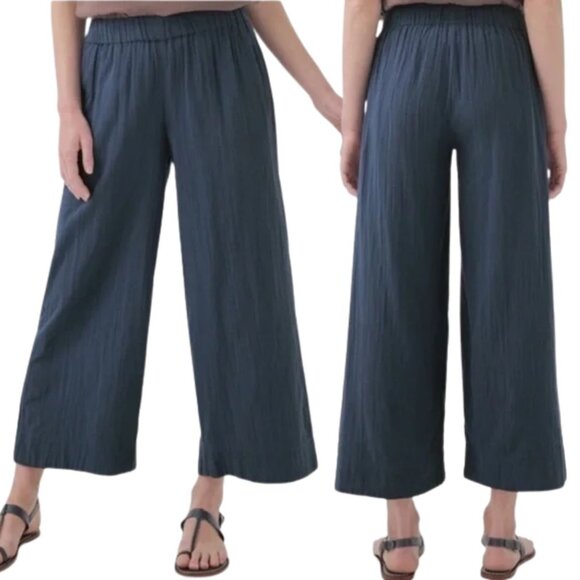 Pact Pants - Pact 100% Organic Cotton Women's Coastal Double Gauze Wide Leg Pant, Blue - XL